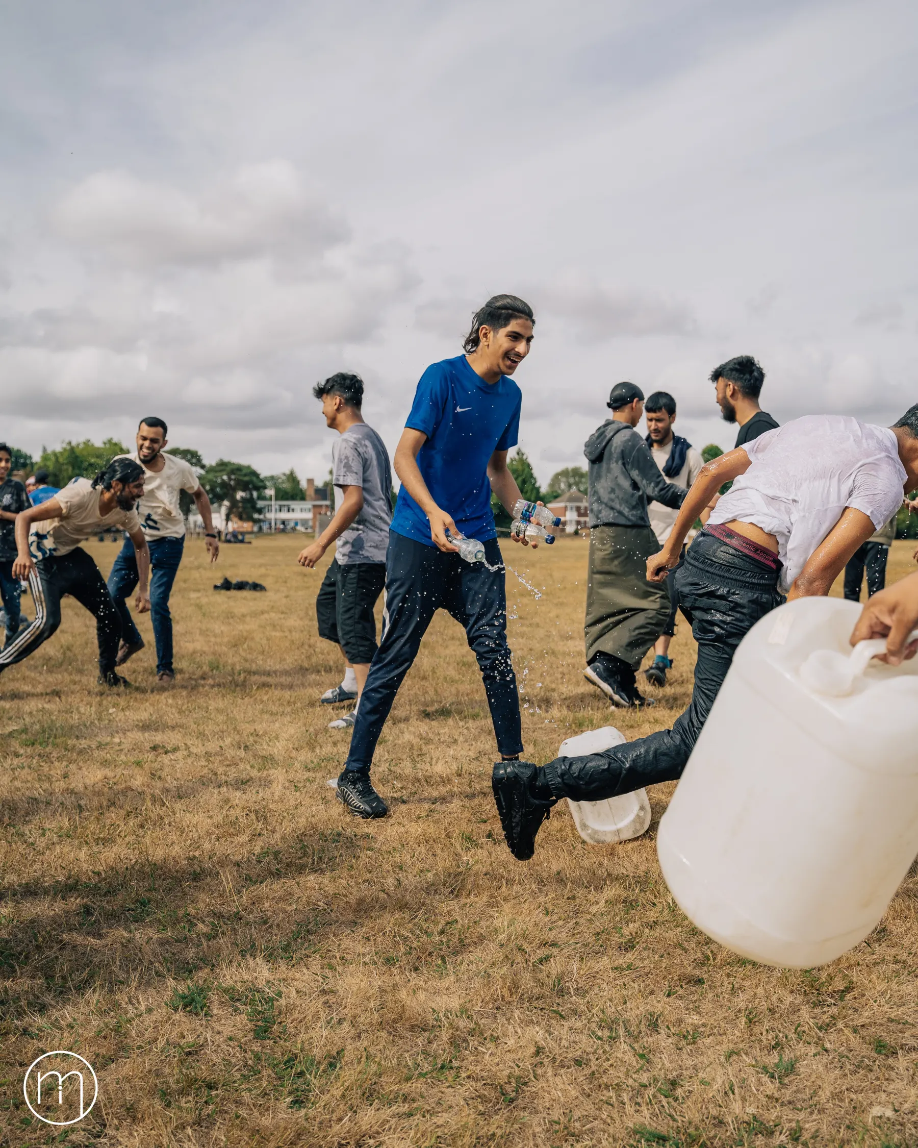 Participants competing in an outdoor field game