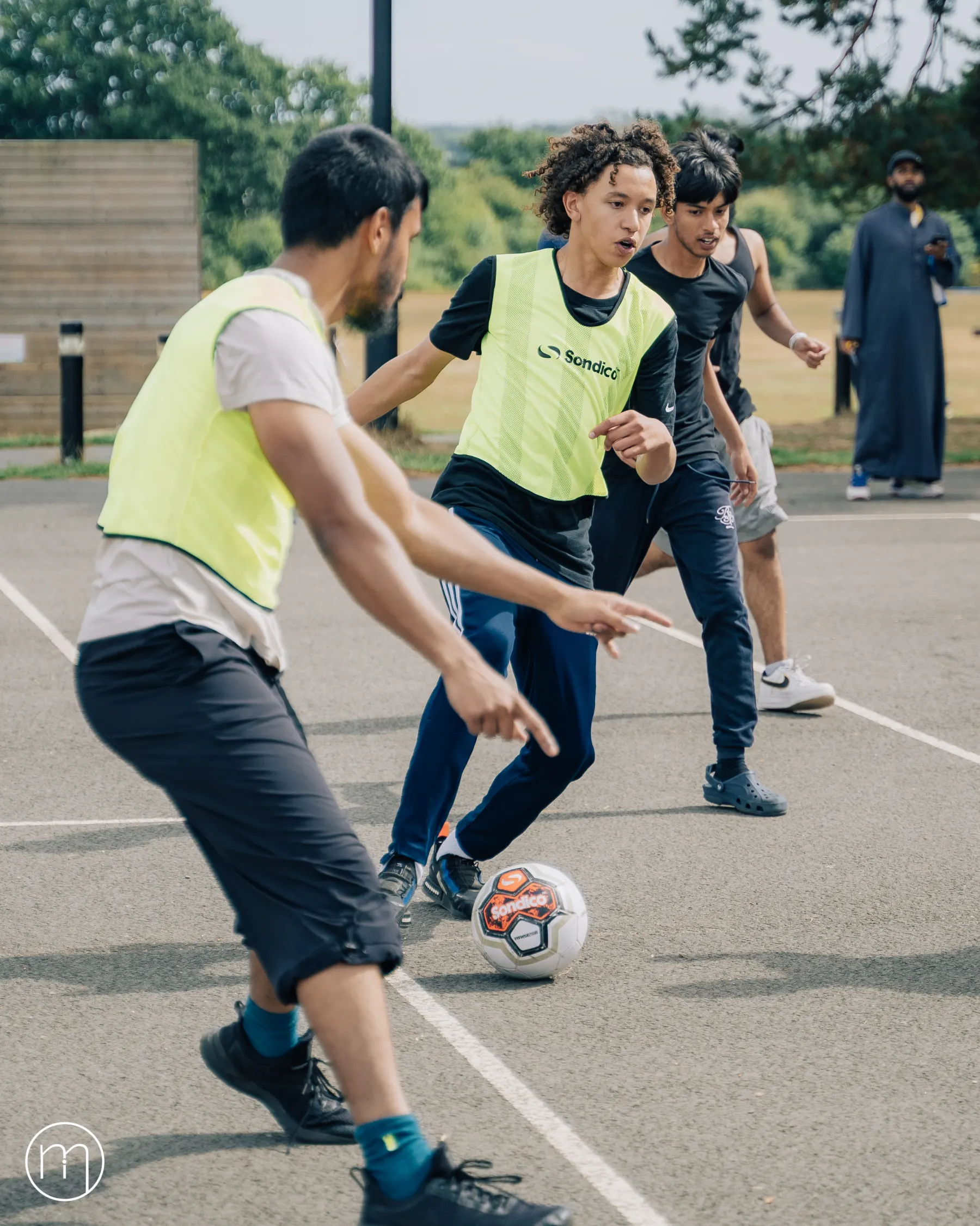 Participants playing a court game